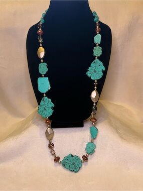Chico’s Faux Turquoise Long Necklace